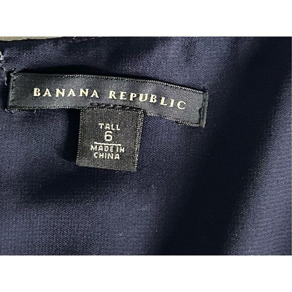 BANANA REPUBLIC | WOMENS SILK SLEEVELESS COCKTAIL DRESS PLEATED NAVY BLUE 6 Tall - Picture 6 of 9